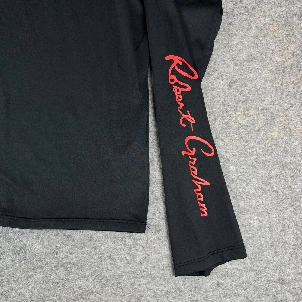 Robert Graham Long Sleeve Rashguard Shirt UPF 50+ Black Mens Large L